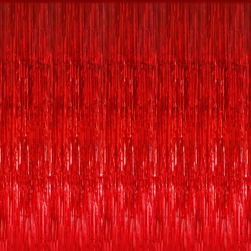 GOER 3.2 ft x 8.2 ft Metallic Tinsel Foil Fringe Curtains Party Photo Backdrop Party Streamers for Birthday,Graduation,New Year Eve Decorations Wedding Decor (1 Pack, Red) - Image 1